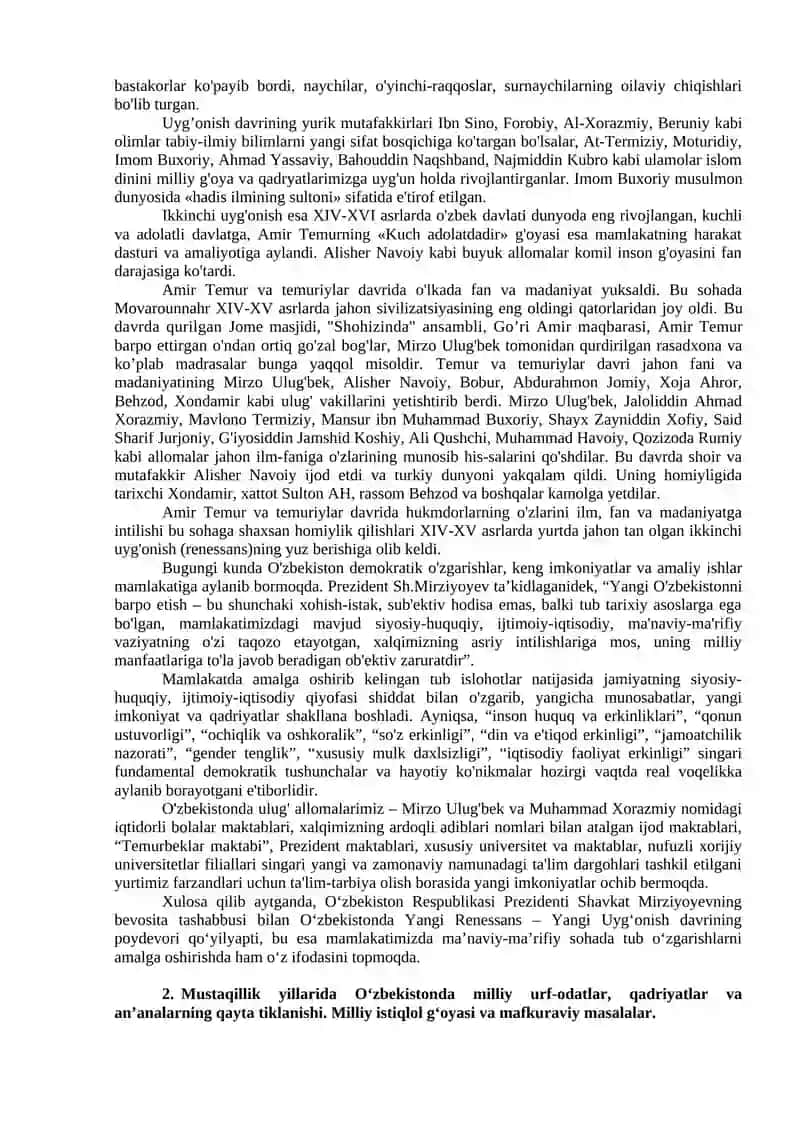 Mamlakat hududida sodir bo’lgan madaniy uyg’onish 2