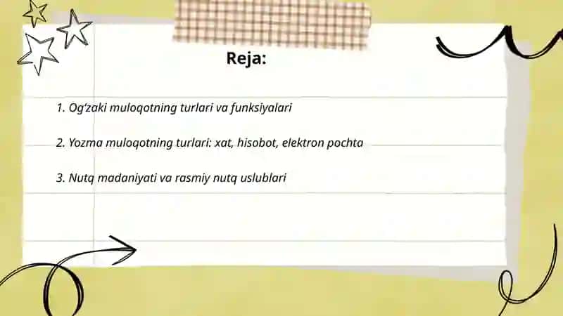Oğizaki va yozma muloqot 2