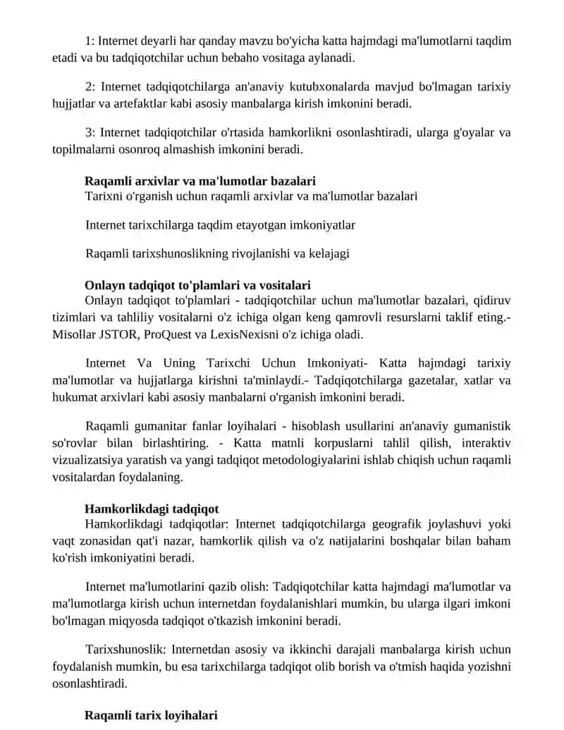 Internet Va Uning Tarixchi Uchun Imkoniyati 2
