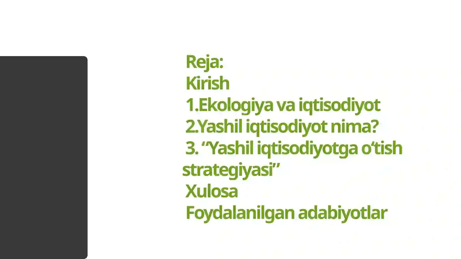 Yashil iqtisodiyotga o‘tish strategiyasi 2