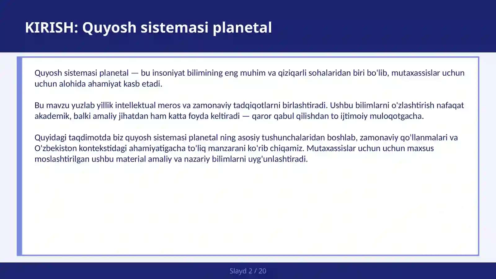 Quyosh Sisteması Planetal 2