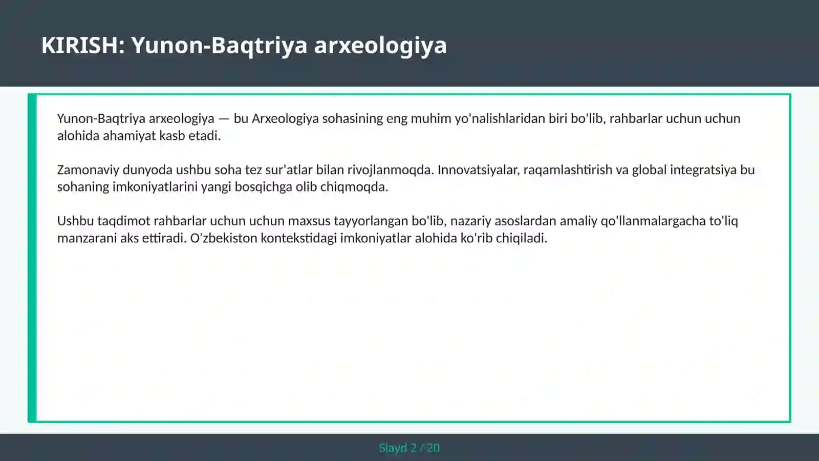 Yunon-Baqtriya Arxeologiya 2