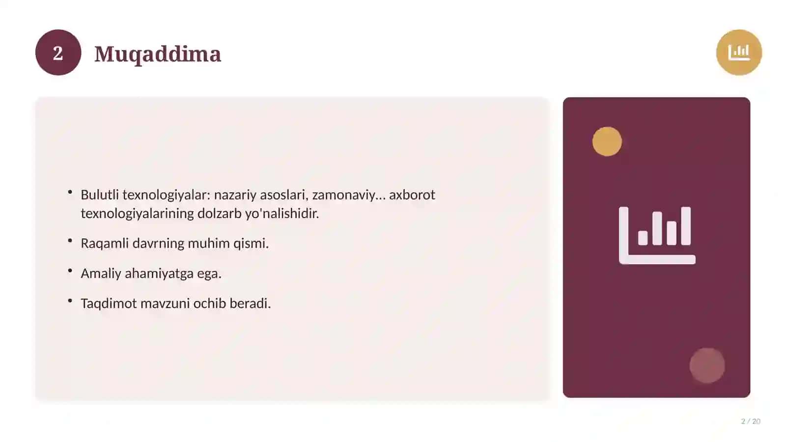 Bulutli texnologiyalar: nazariy asoslari, zamonaviy yondashuvda (Magistrlik dissertatsiyasi mavzusi) 2