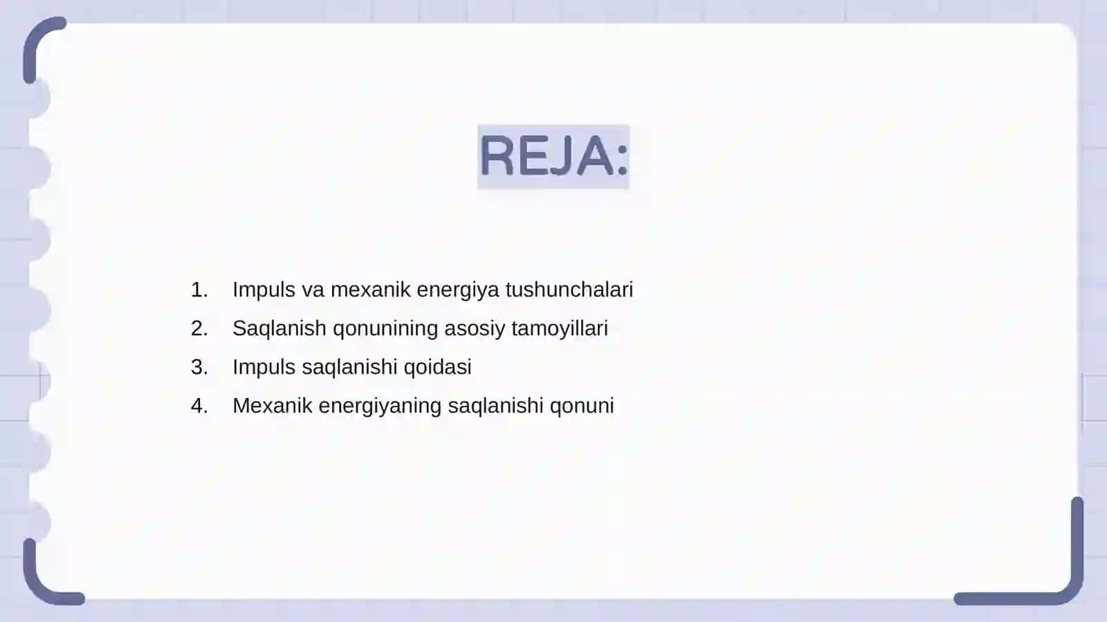 Impuls va Mexanik Energiyaning Saqlanish Qonunlari 2