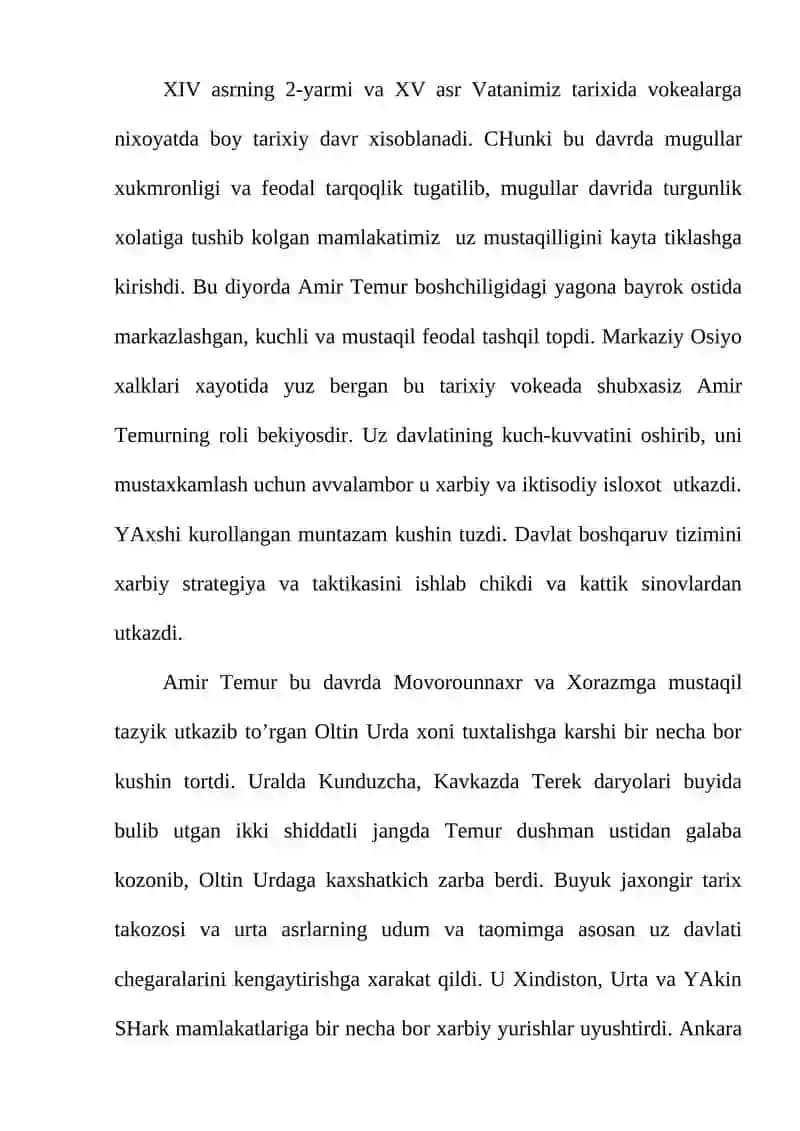 Amir Temur va temuriylar davlati 2