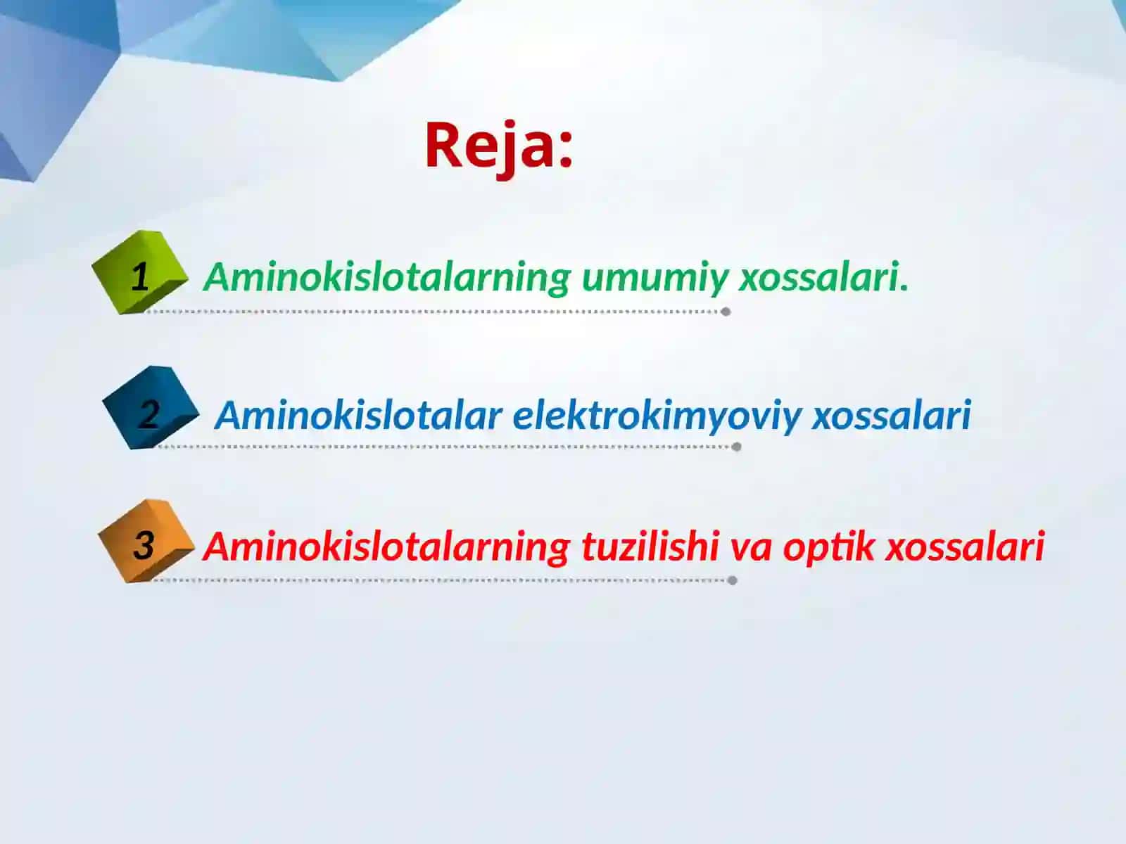 Aminokislotalarning xossalari 2