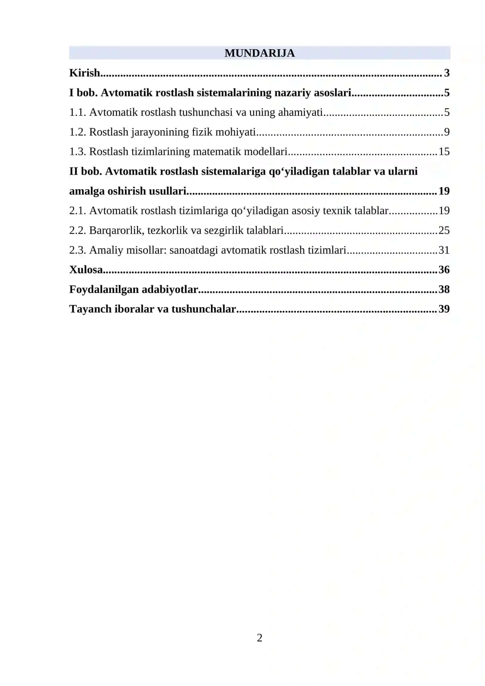 Avtomatik rostlash sistemalarining nazariy asoslari 2