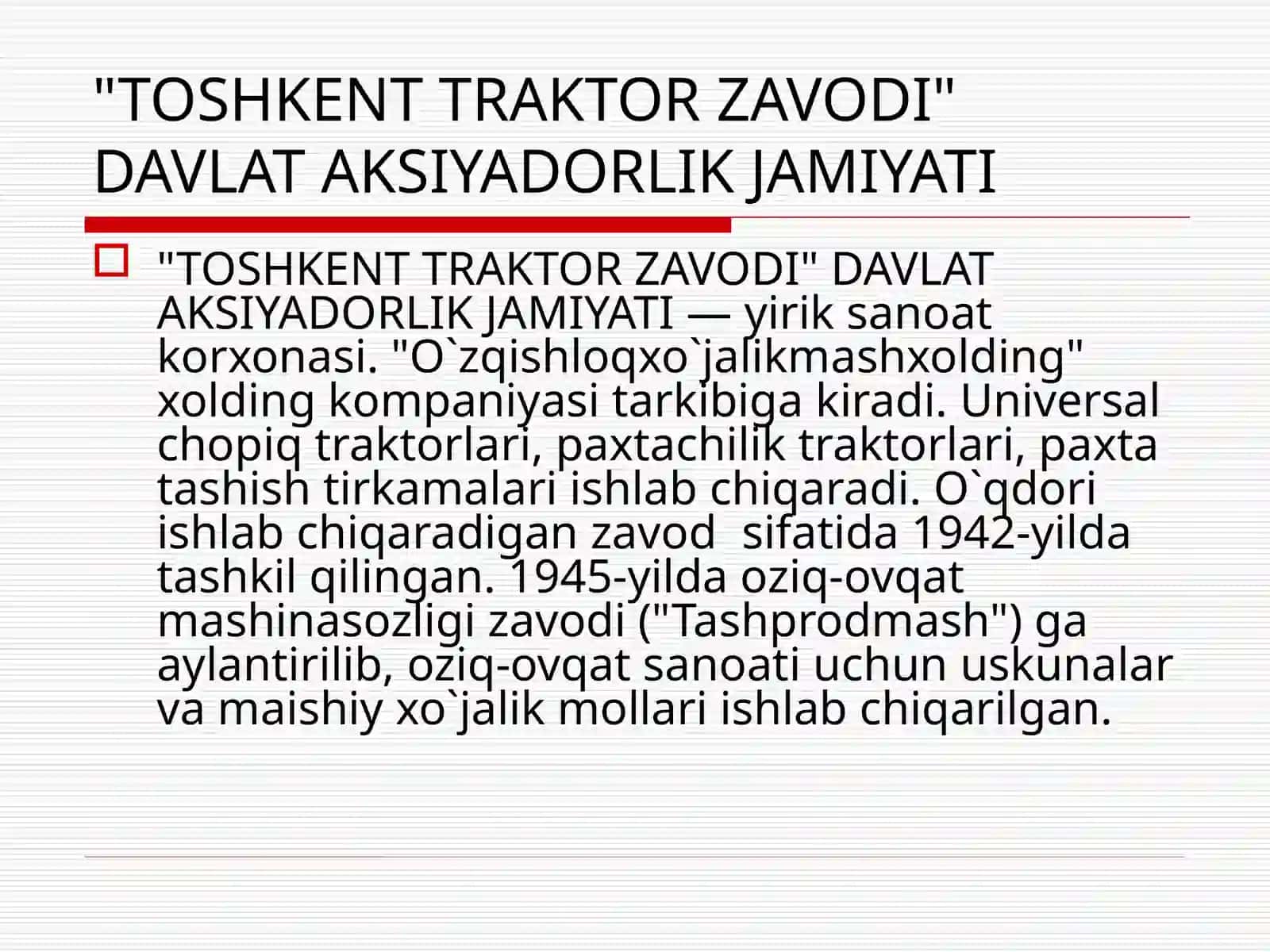 TOSHKENT TRAKTOR ZAVODI: KECHA VA BUGUN 2