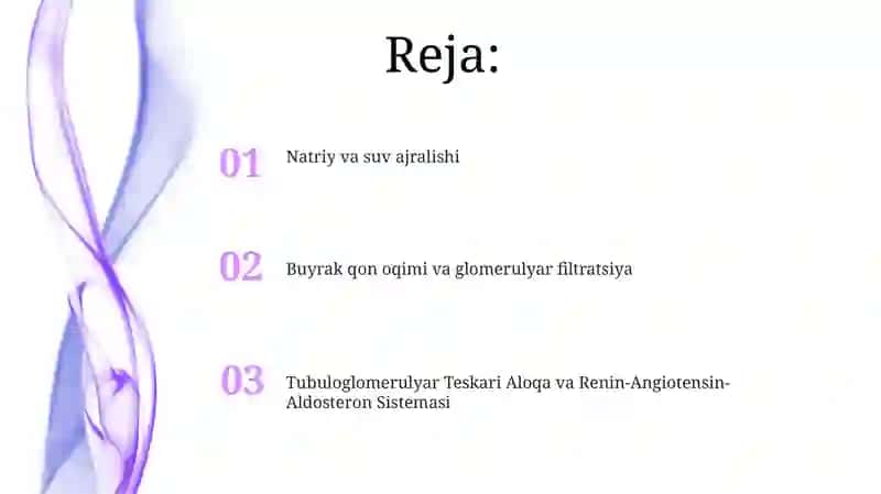 Buyraklar proksimal naychalarda Na⁺/K⁺-ATFazasi orqali filtrlangan Na⁺ va H₂O ning ~99% ini qayta so'rib oladi 2
