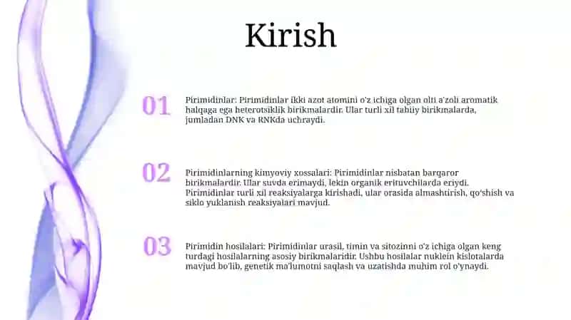 Pirimidinning Kimyoviy Xossalari 2