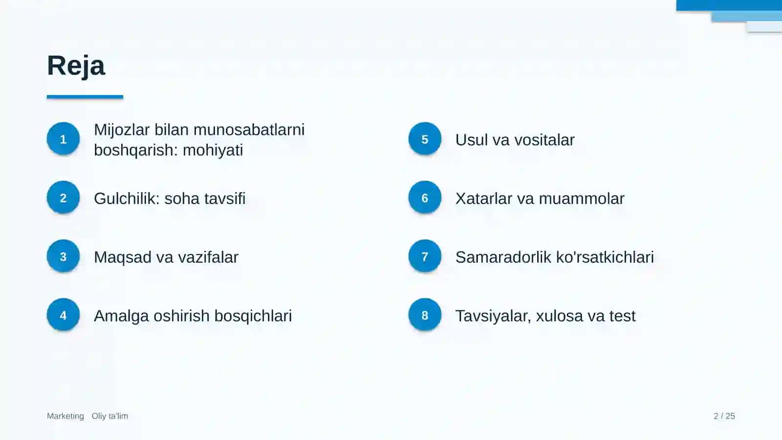 Gulchilikda mijozlar bilan munosabatlarni boshqarish 2