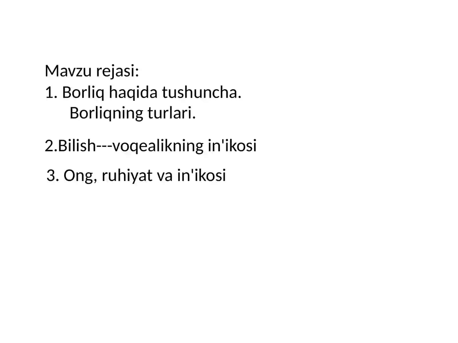 Ontologiya, gnoseologiya va ong falsafasi 2