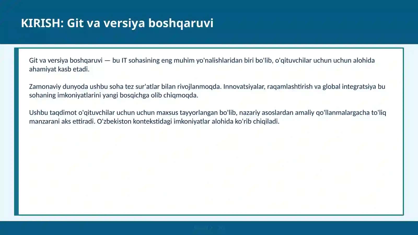 Git va versiya boshqaruvchi 2