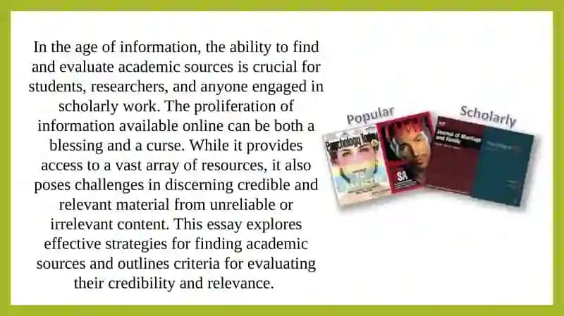 Finding and evaluating academic sources 2