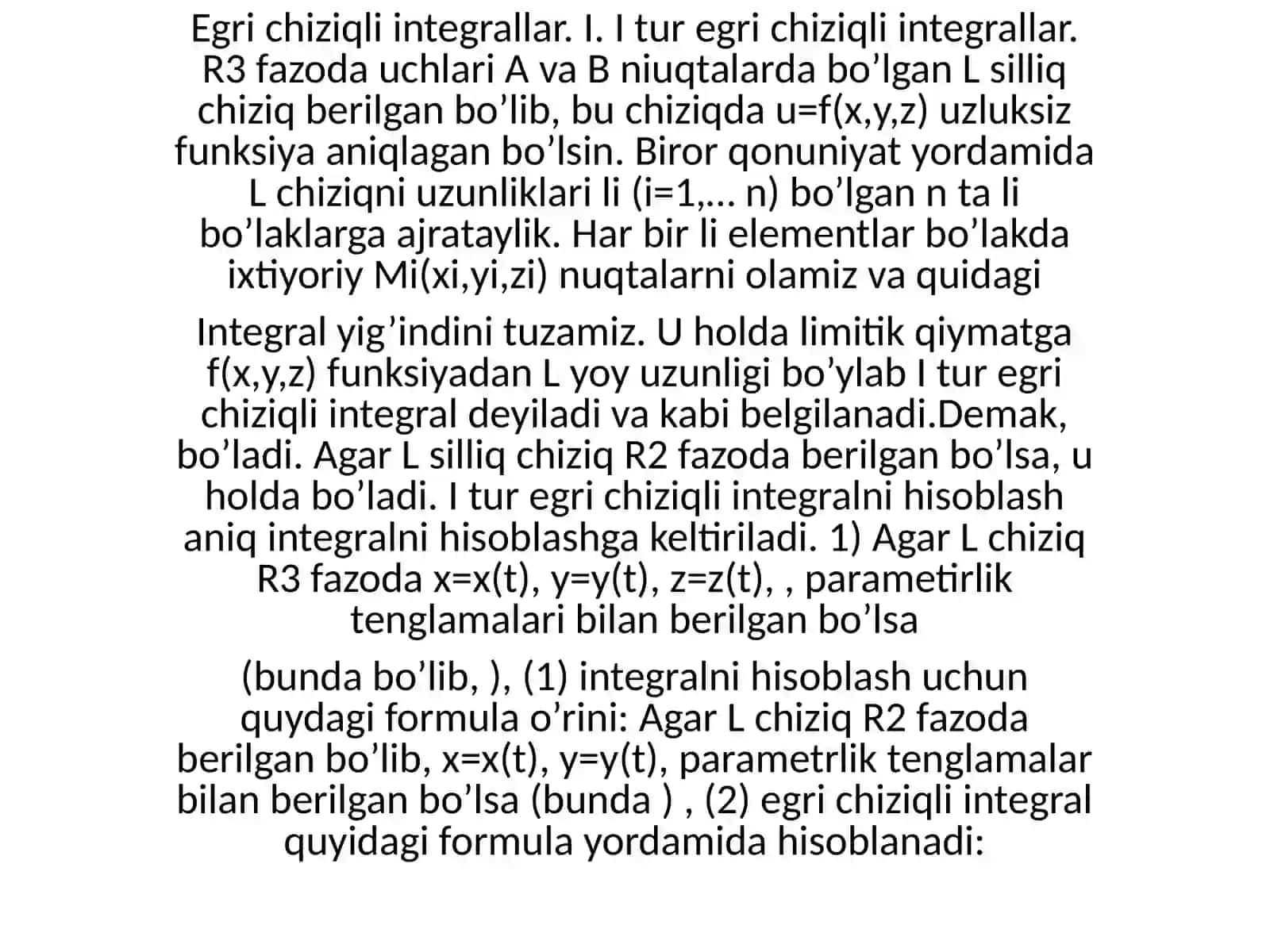 Egri chiziqli integrallar 2