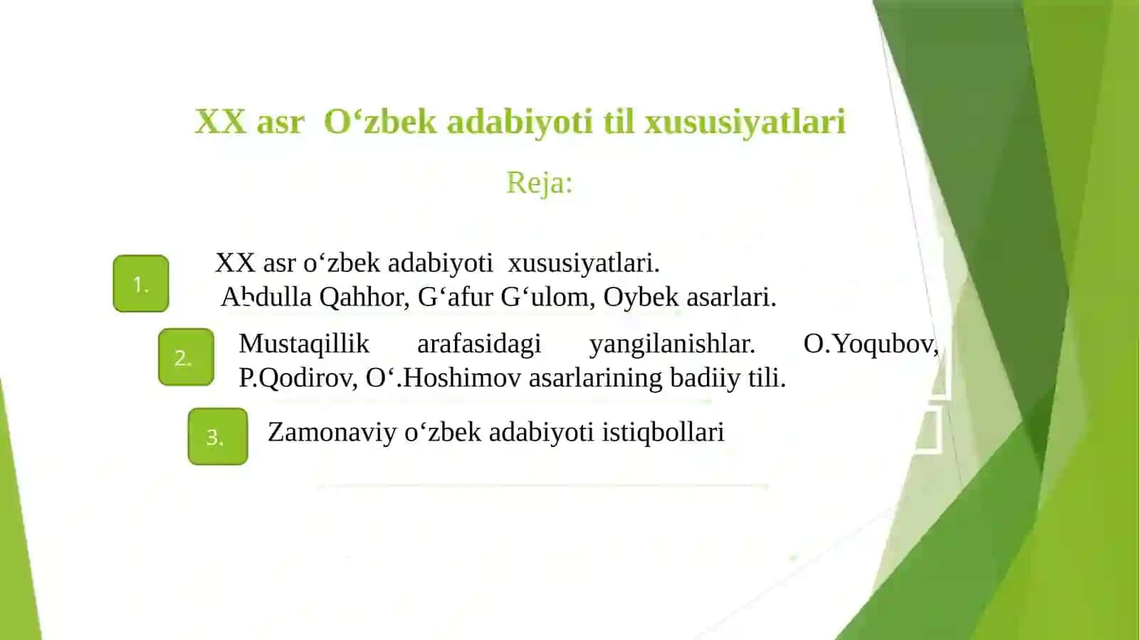 XXasr O‘zbek adabiyoti til xususiyatlari 2