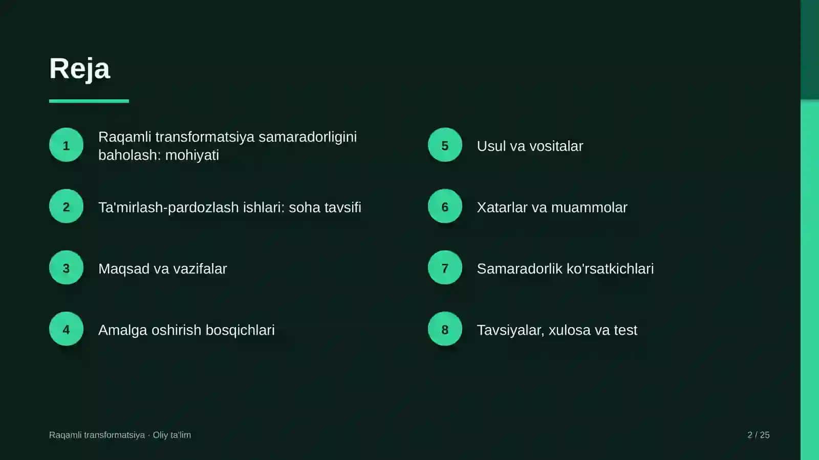 Ta'mirlash-pardozlash ishlarida raqamli transformatsiya samaradorligini baholash 2