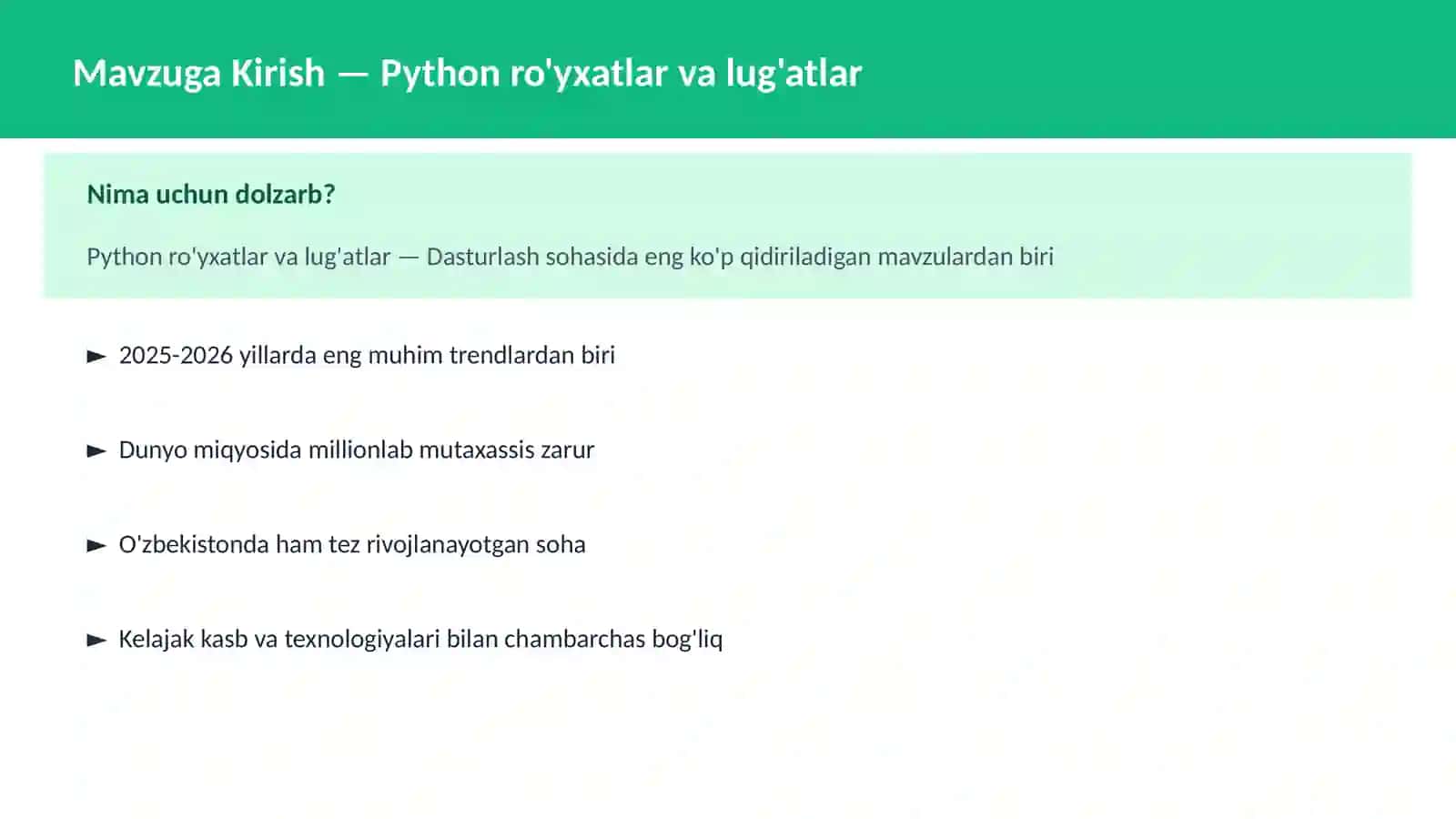 DASTURLASH | PYTHON DASTURLASH 2