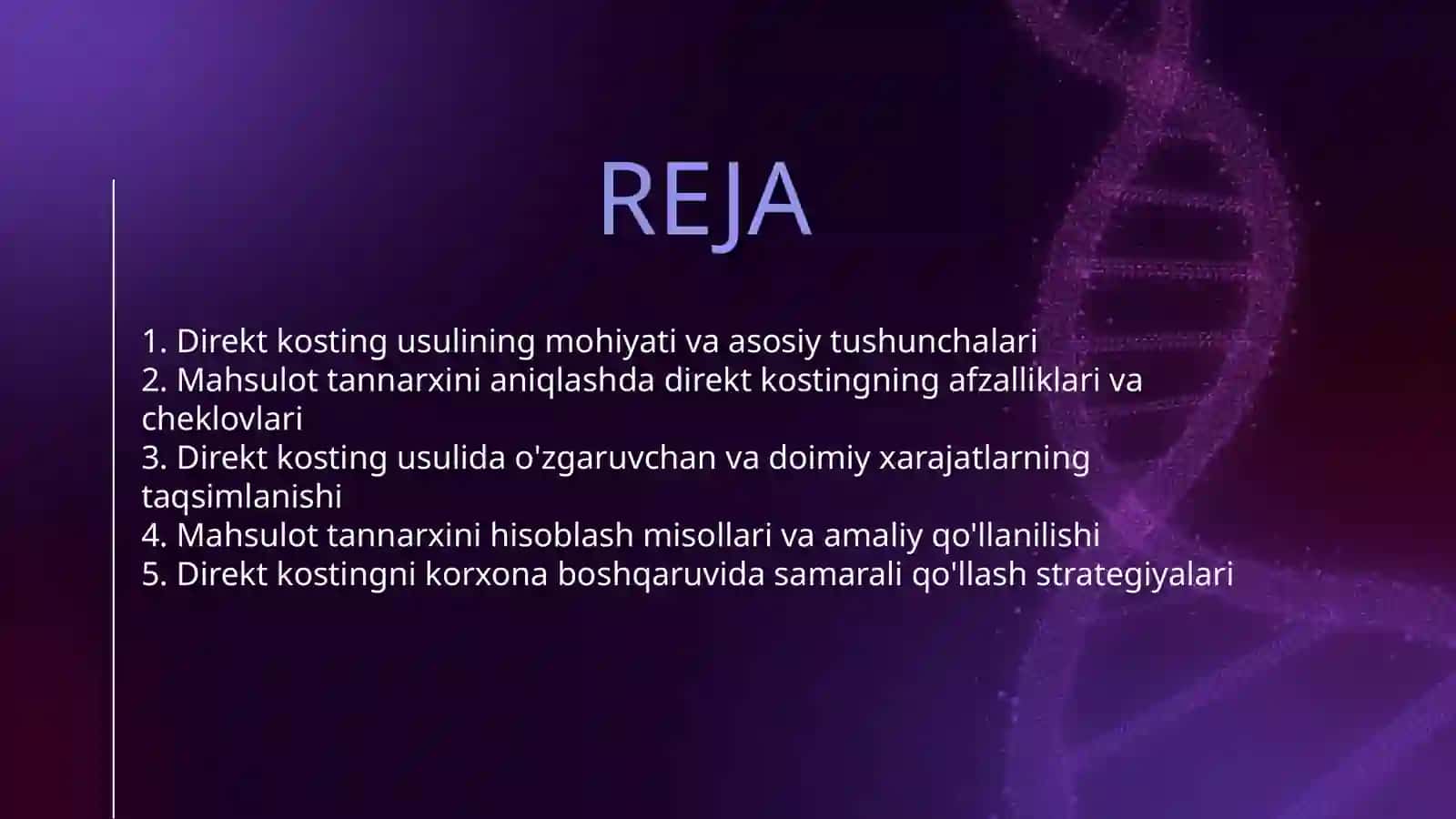 MAHSULOT TANNARXINI KAL’KULYATSIYA QILISHNING DIREKT KOSTING USULI 2