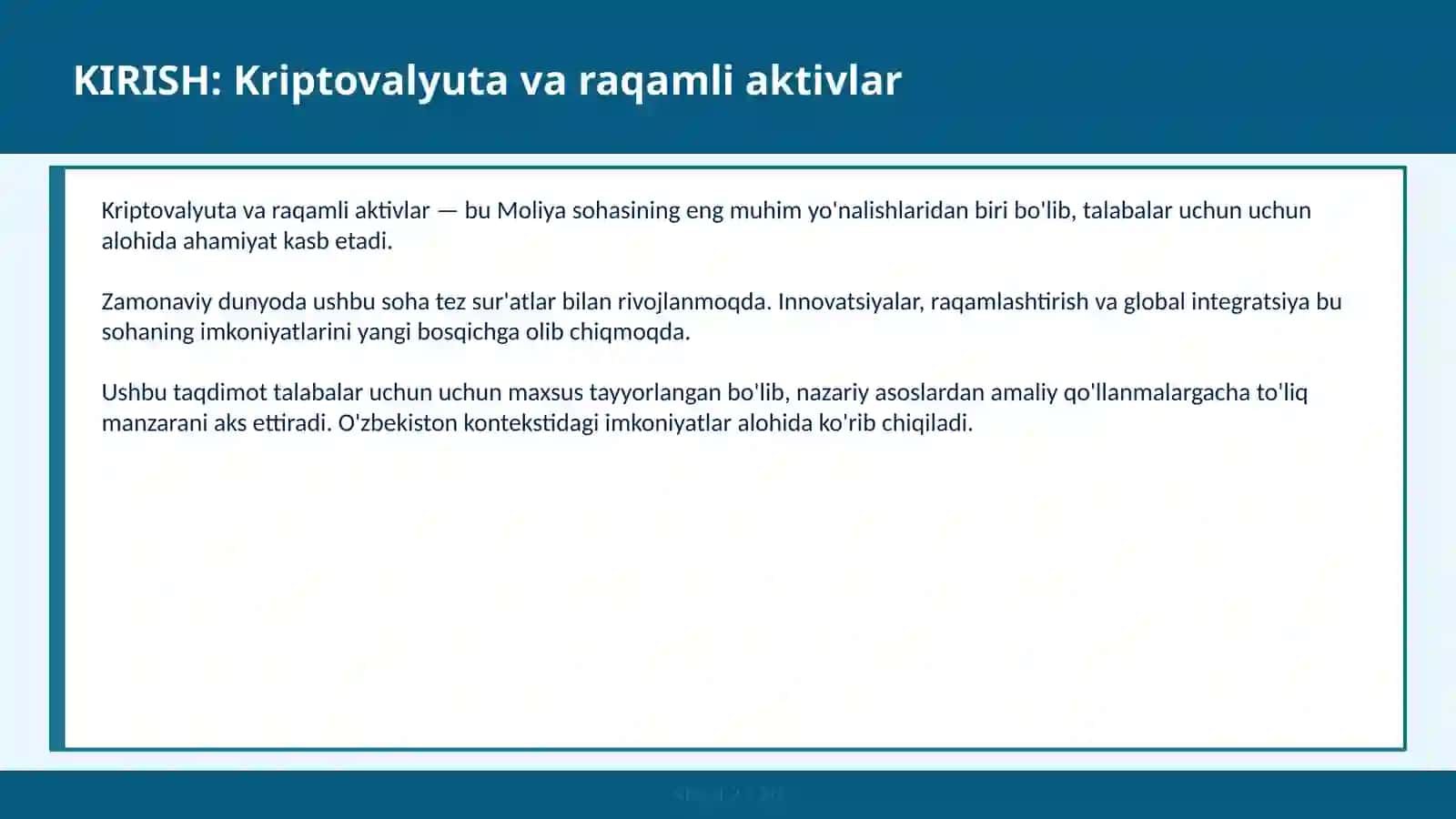 KRIPTOVALYUTA VA RAQAMLI AKTIVLAR 2