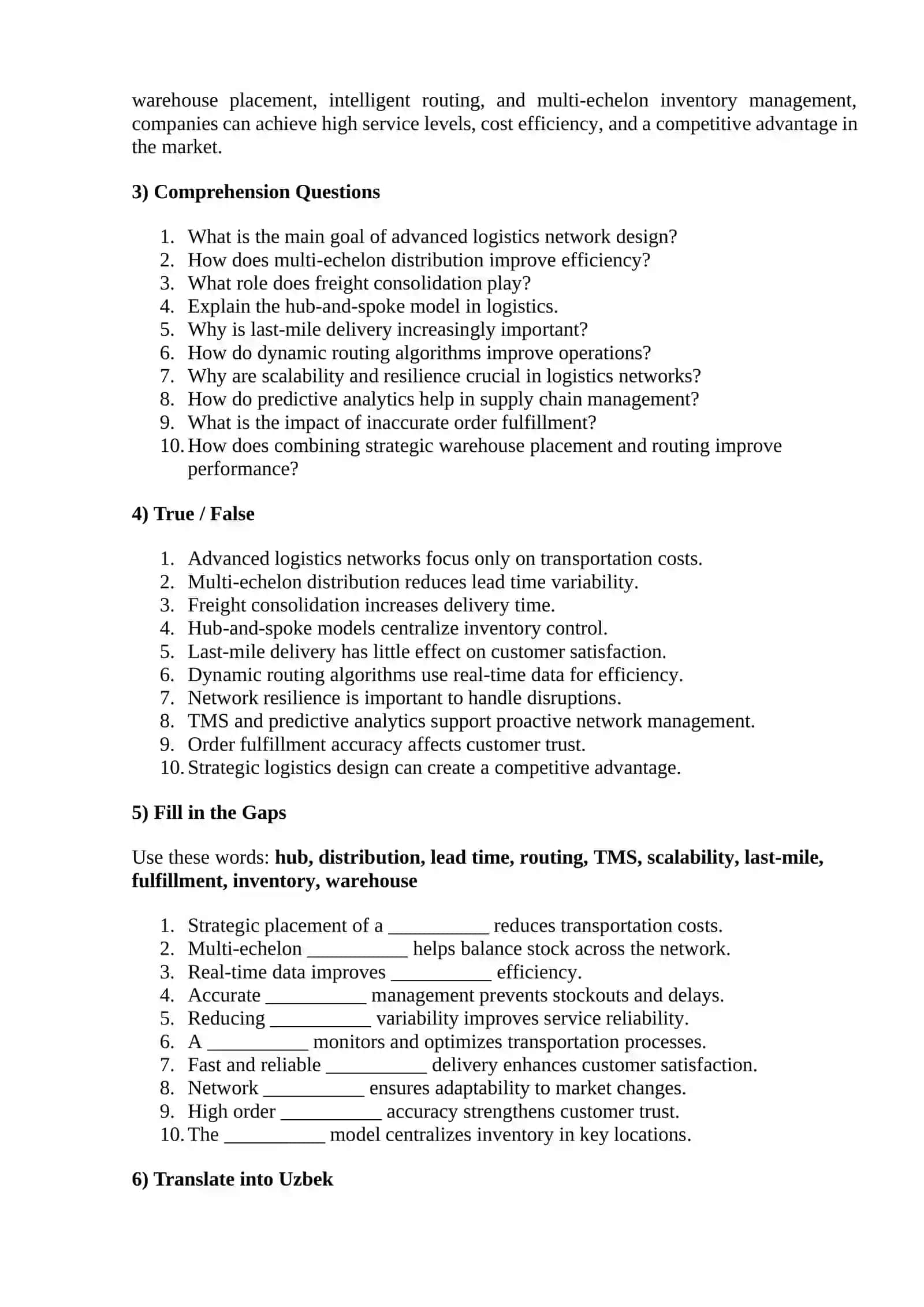 Logistics Network Design 2