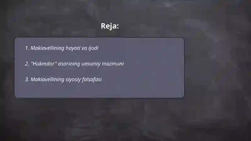 Makiavelining,,Hukmdor ''asari 2