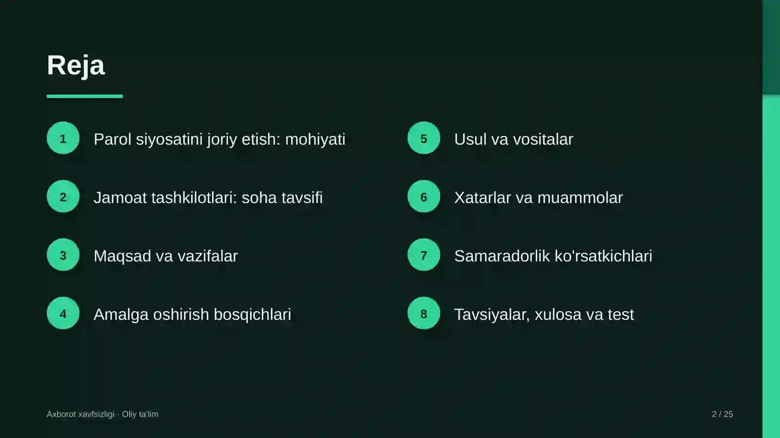 Jamoat tashkilotlarida parol siyosatini joriy etish 2