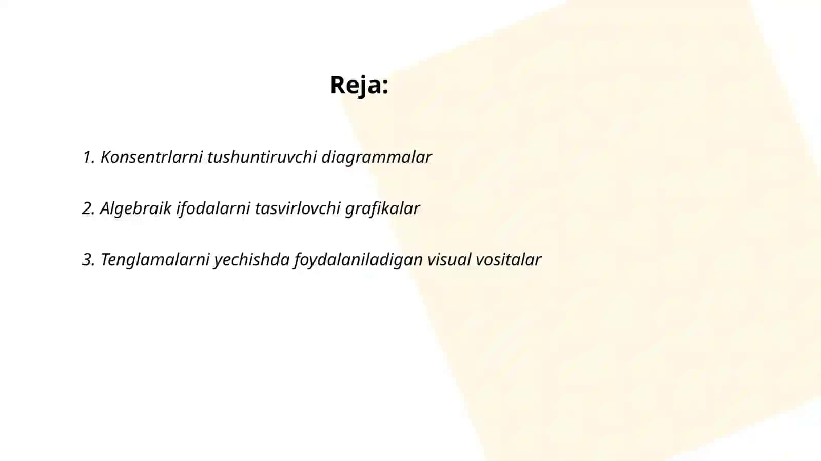 Konsentrlar bo'yicha algebra elementlari 2