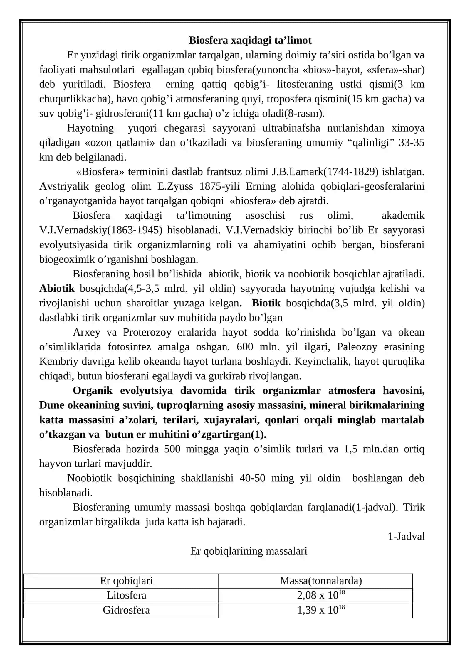 Biosfera evolyutsiyasi va differensiyasi 2