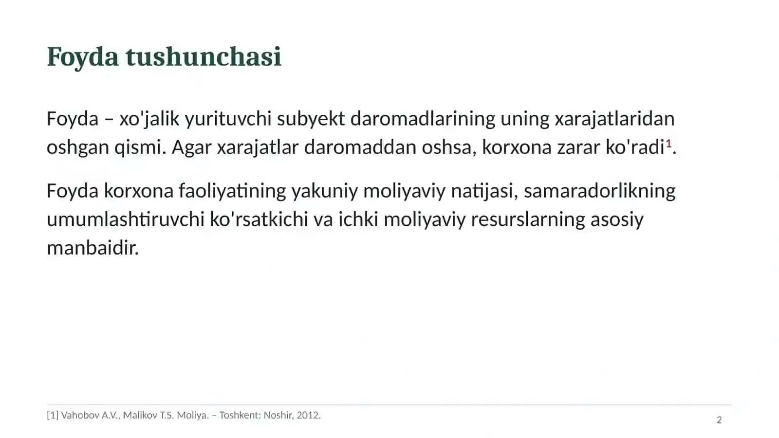 Foyda tushunchasi 2