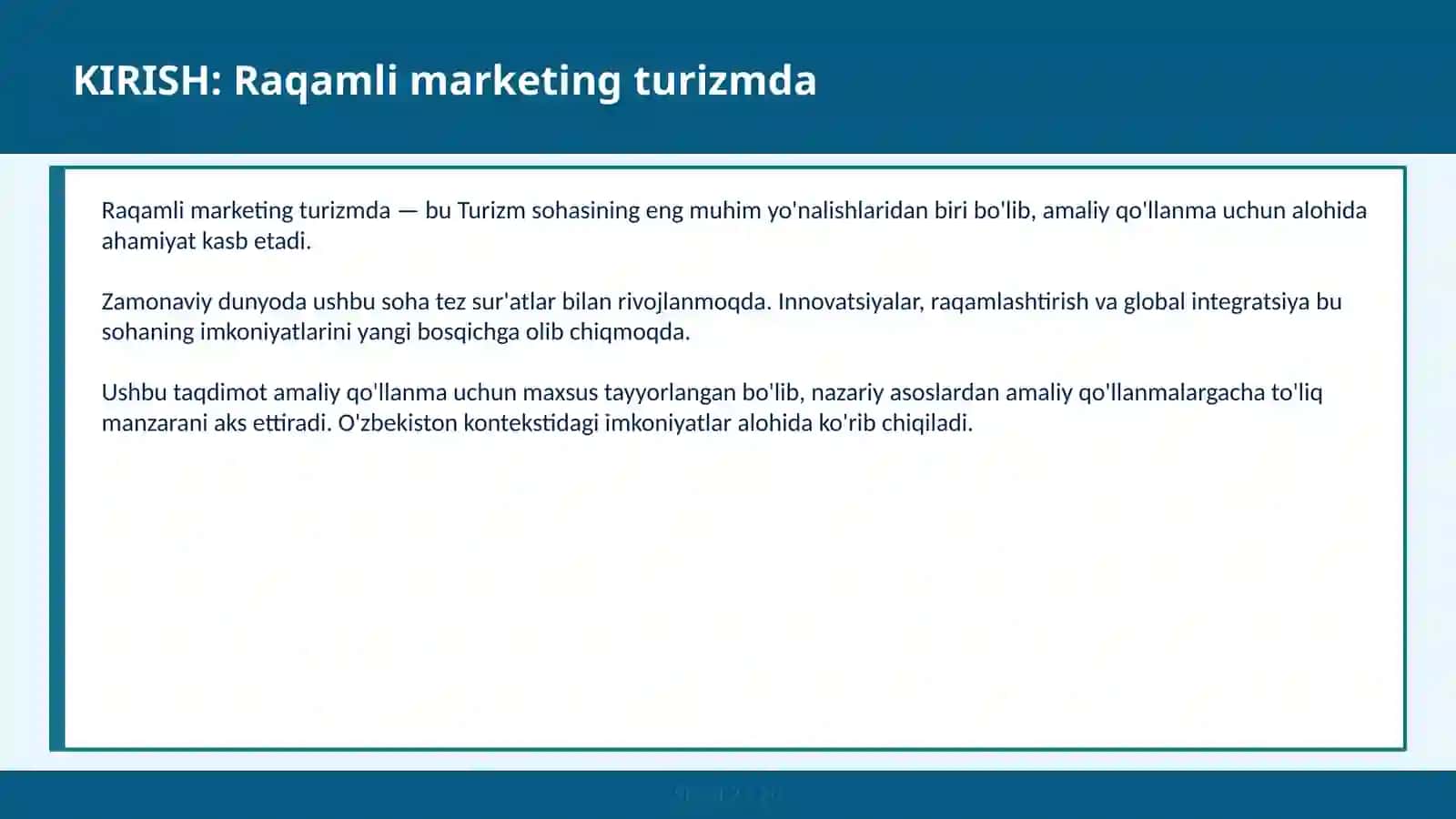 RAQAMLI MARKETING TURIZMDA 2