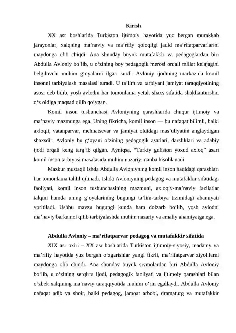 Abdulla Avloniyning komil inson haqidagi qarashlari 2