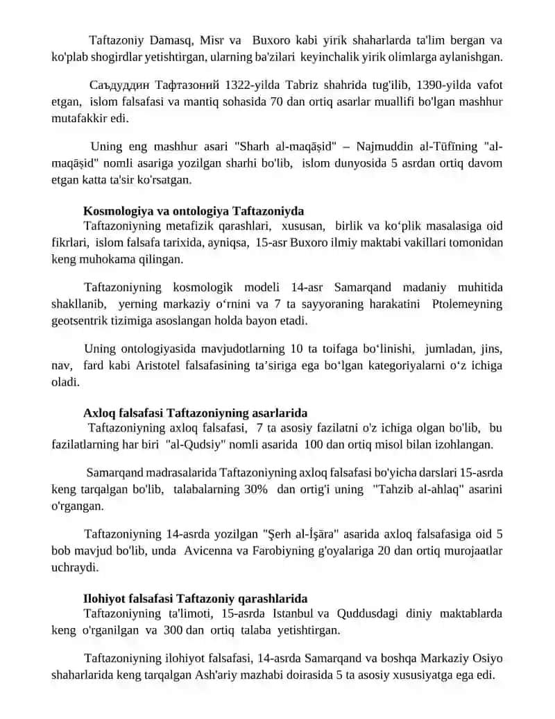 Sa'diddin Taftazoniy falsafasi 2