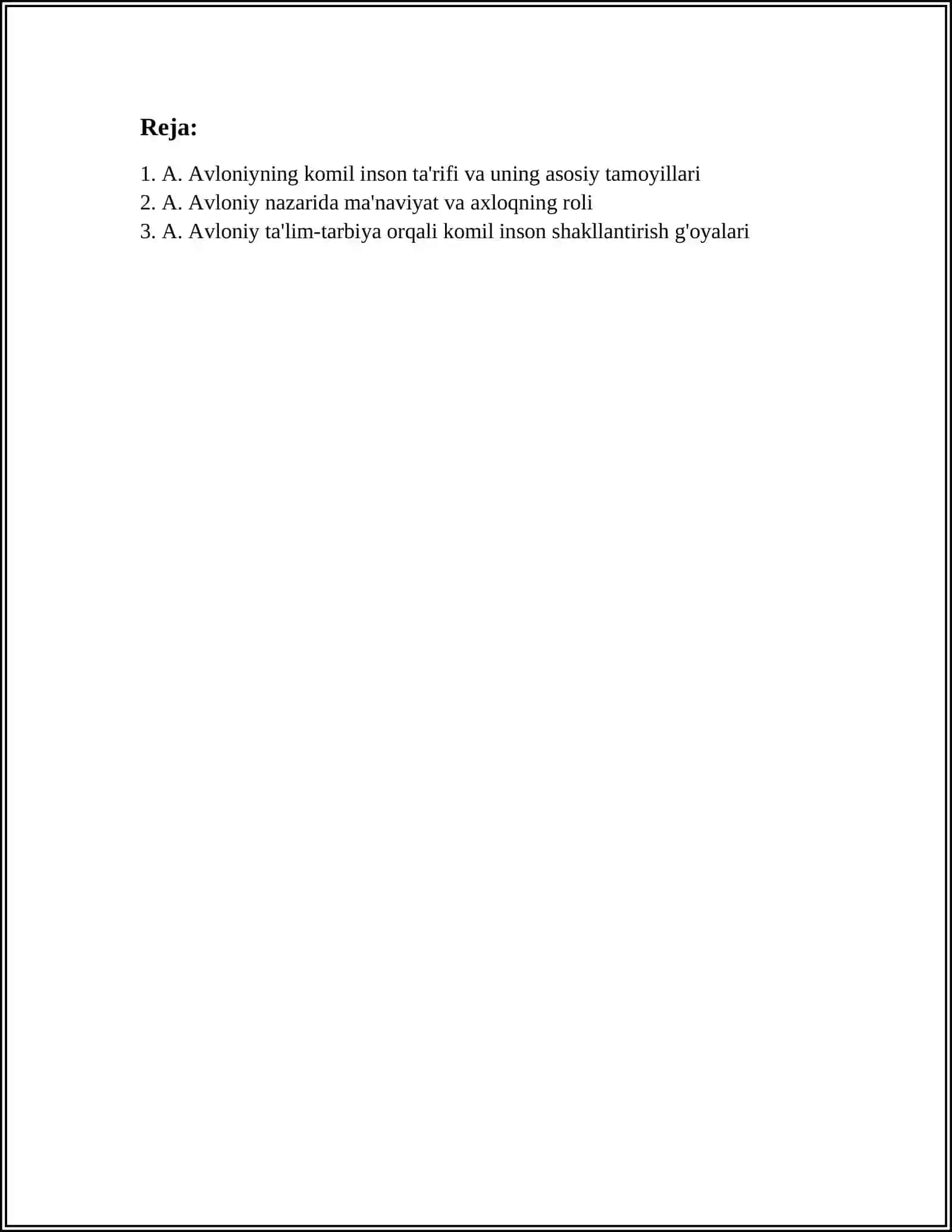 A.AVLONIYNING KOMIL INSON HAQIDAGI QARASHLARI MAVZUSIDA ESSE TAYYORLASH 2