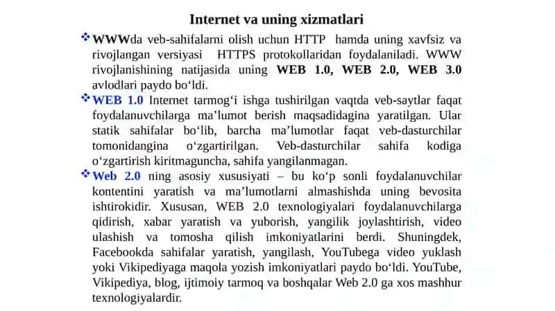 Internet va uning xizmatlari 2