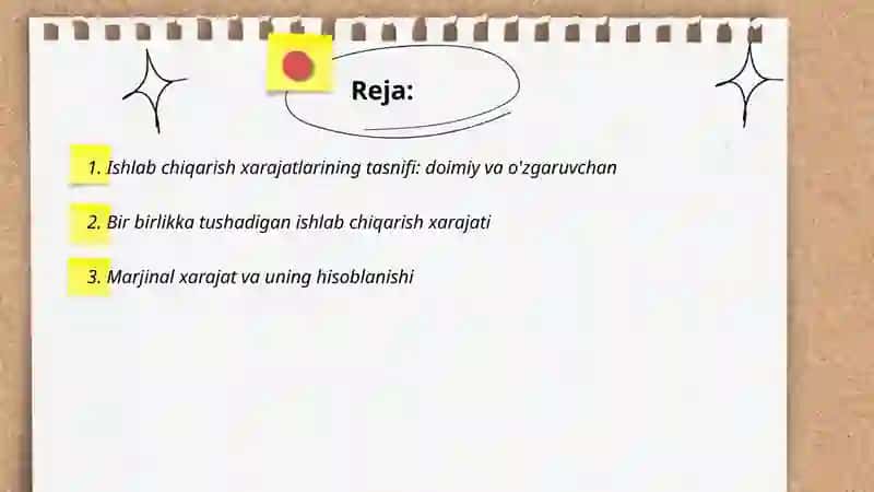 Ishlab chiqarish harajatlari va foyda 2