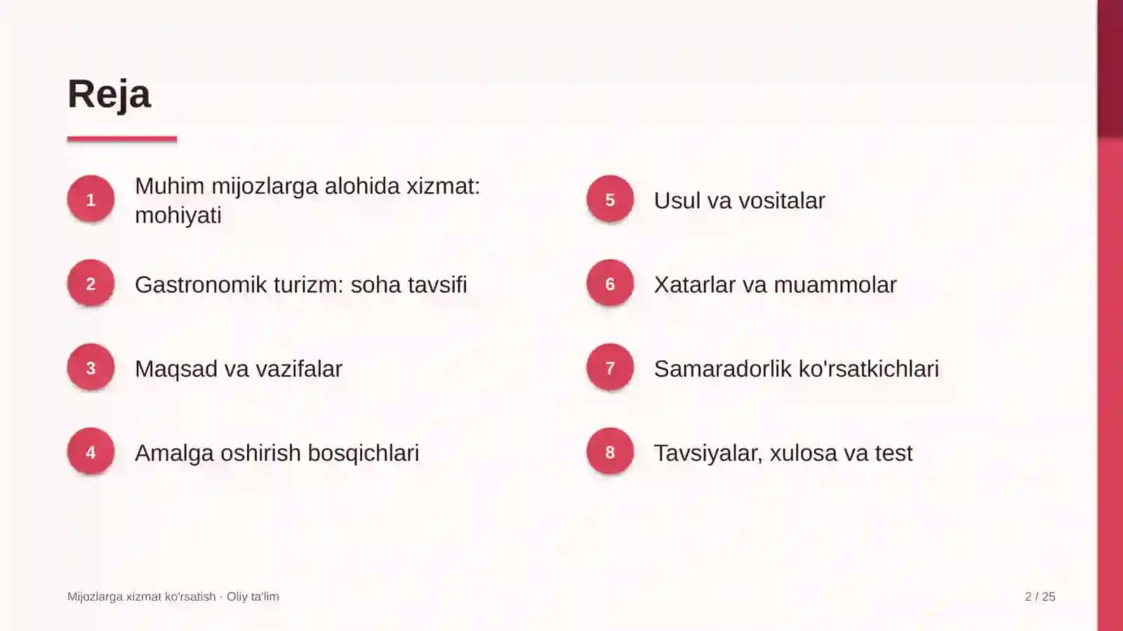 gastronomik turizmda muhim mijozlarga alohida xizmat ko'rsatish 4983 2