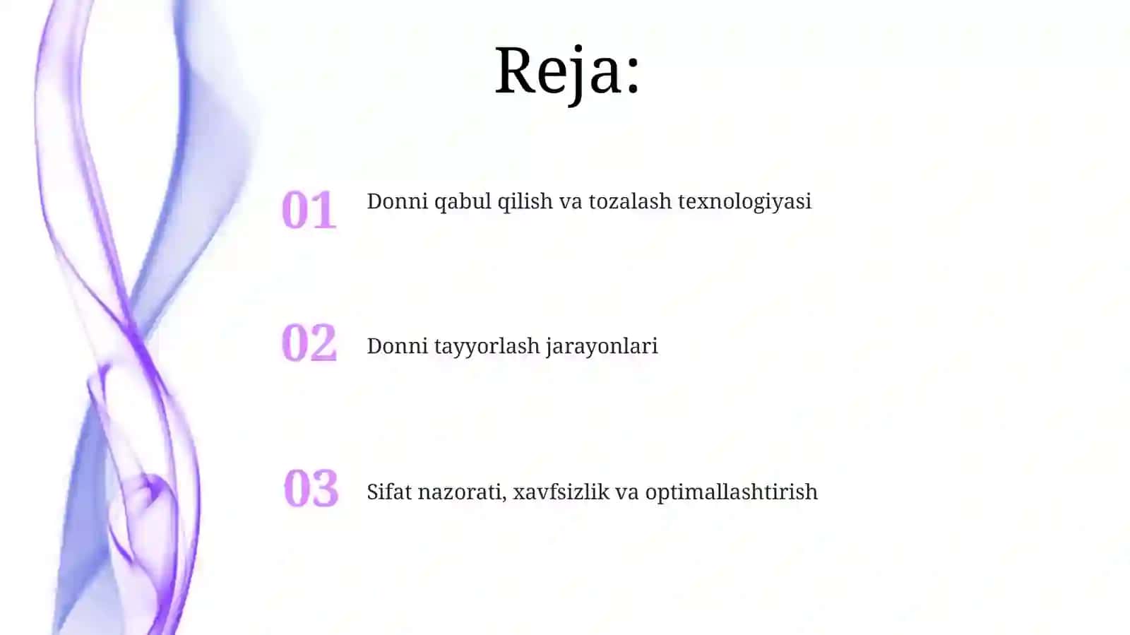 Don tortish bo'limiga donni tayyorlash va tozalashning texnologik jarayonlarni tuzish 2
