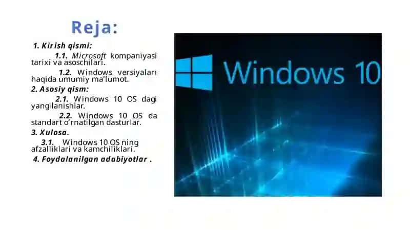 Windows 10 operatsion sistemasi 2