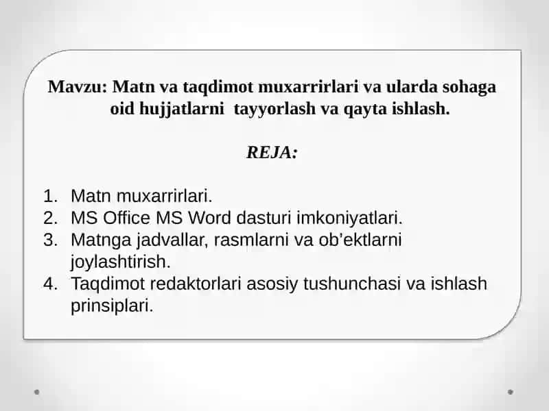 MS Word dasturi 2