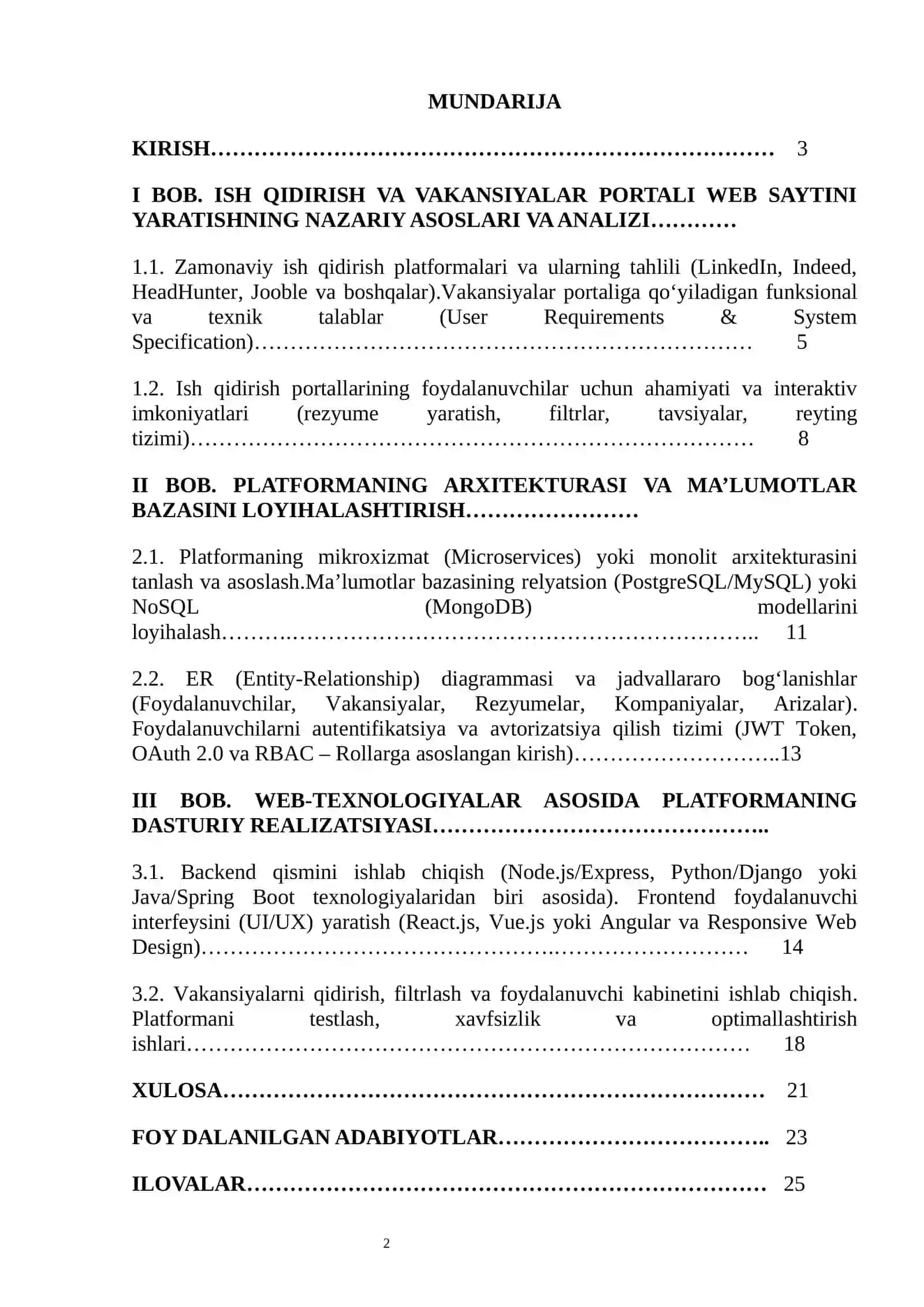 Web texnologiyalari fanidan tayyorlagan KURS ISHI 2