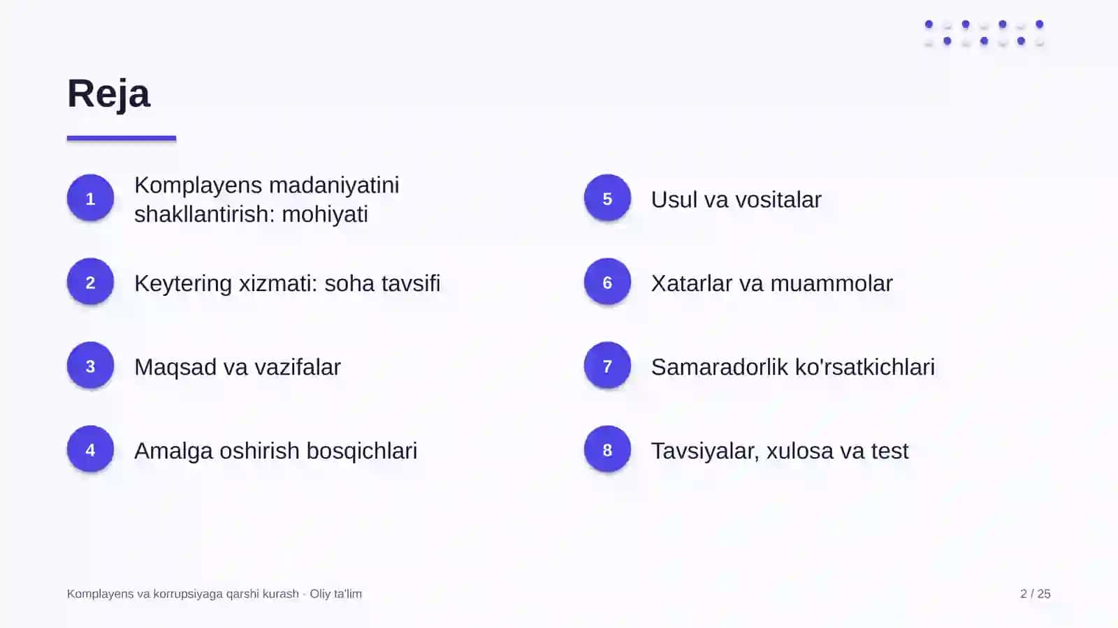 Keytering xizmatida komplayens madaniyatini shakllantirish 2