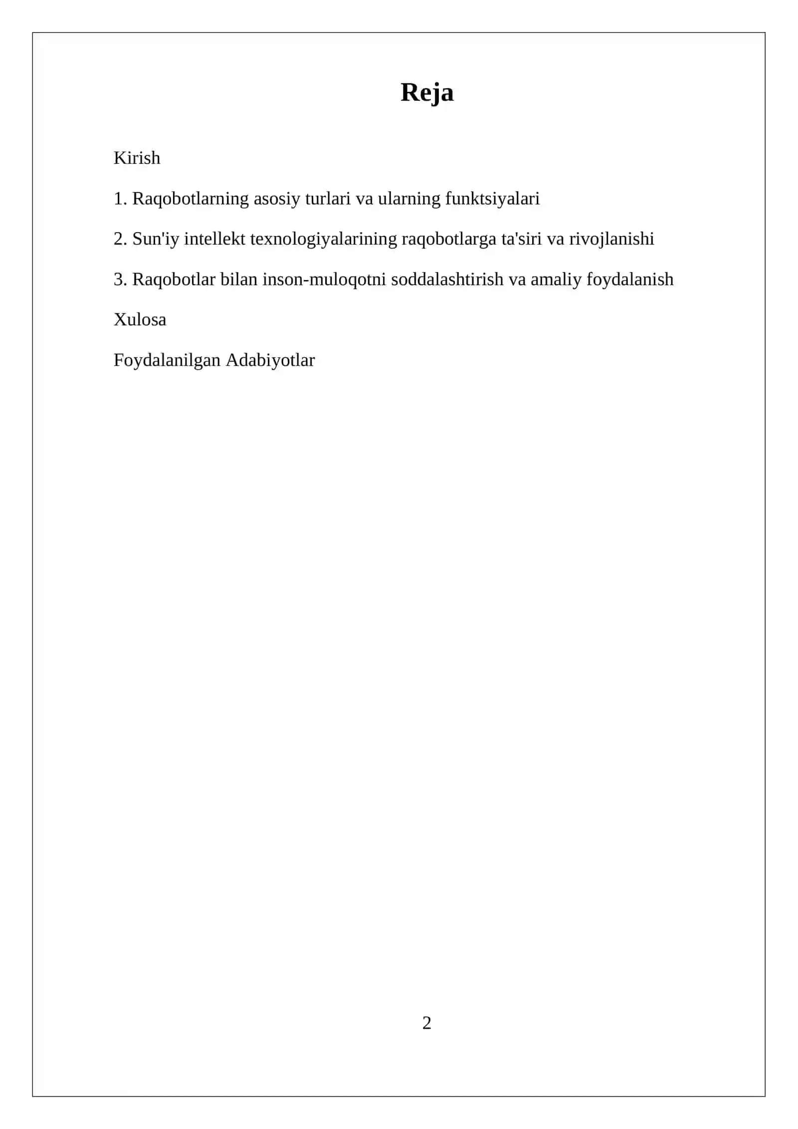 RAQOBOT VA UNING TURLARI 2