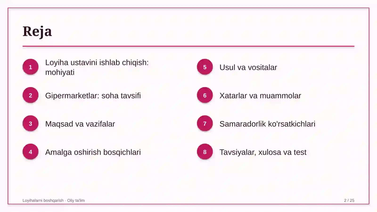 Gipermarketlarda loyiha ustavini ishlab chiqish 2