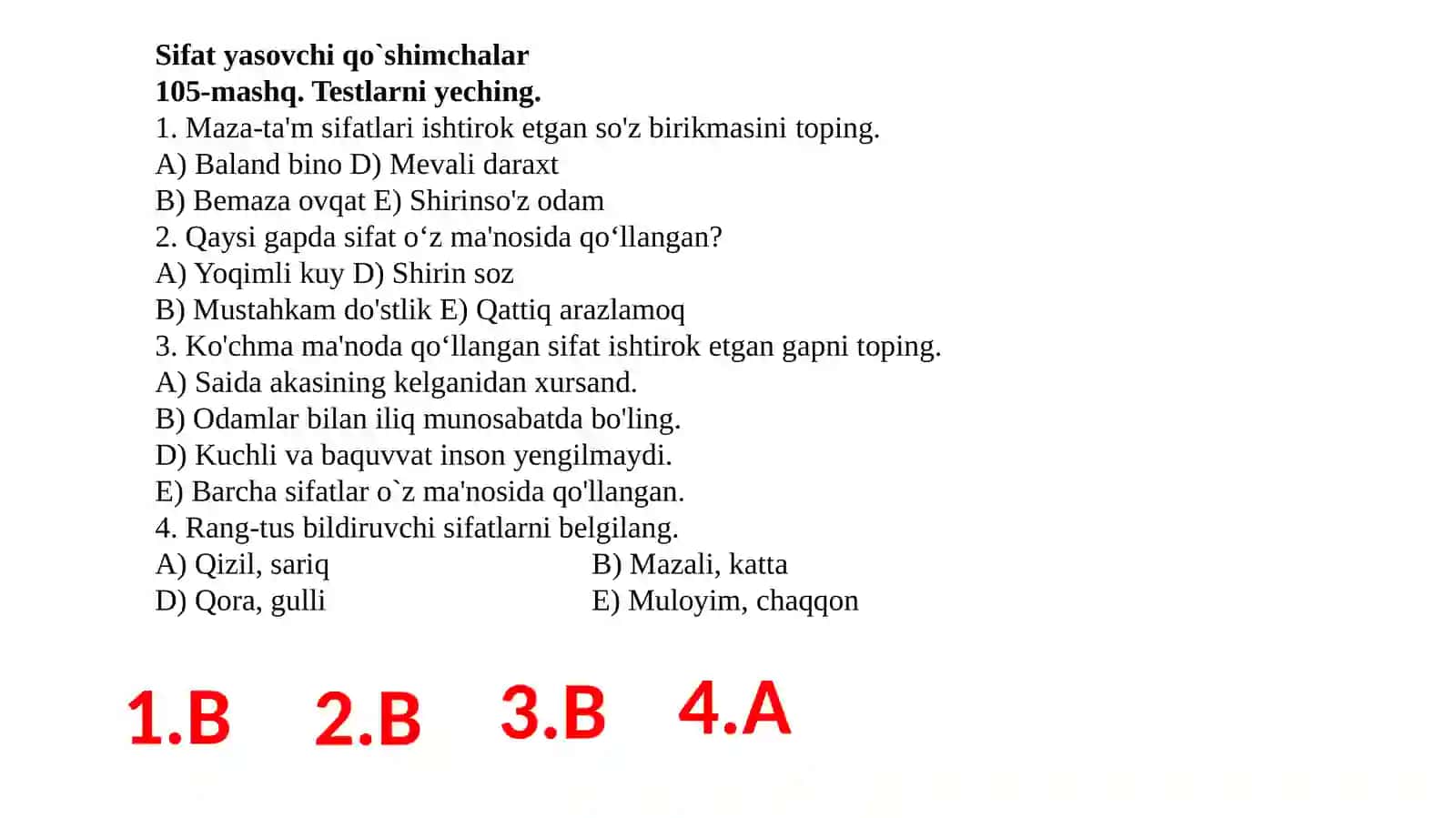 Sifat yasovchi qo’shimchalar. Ona tili 3-sinf dars ishlanma 2