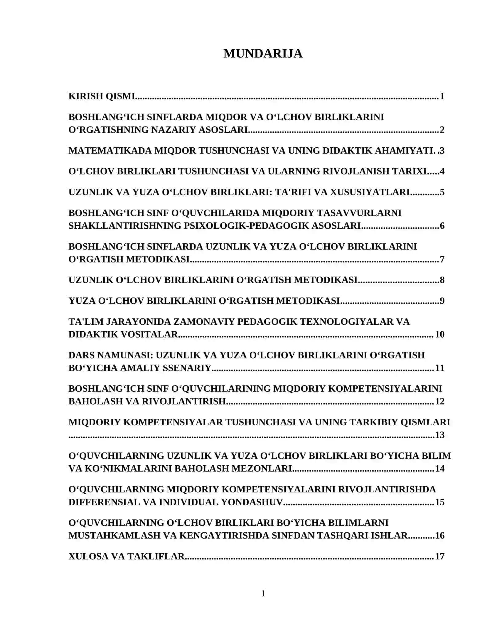 Boshlangʻich sinflarda asosiy miqdorlar va ularni oʻlchov birliklarini oʻrgatish metodikasi. Uzunlik va yuza oʻlchov birliklari 2