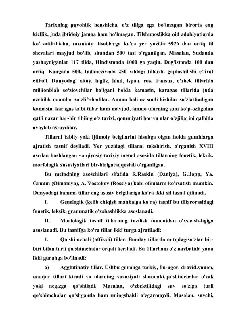 Dunyo tillarining tasnifi 2