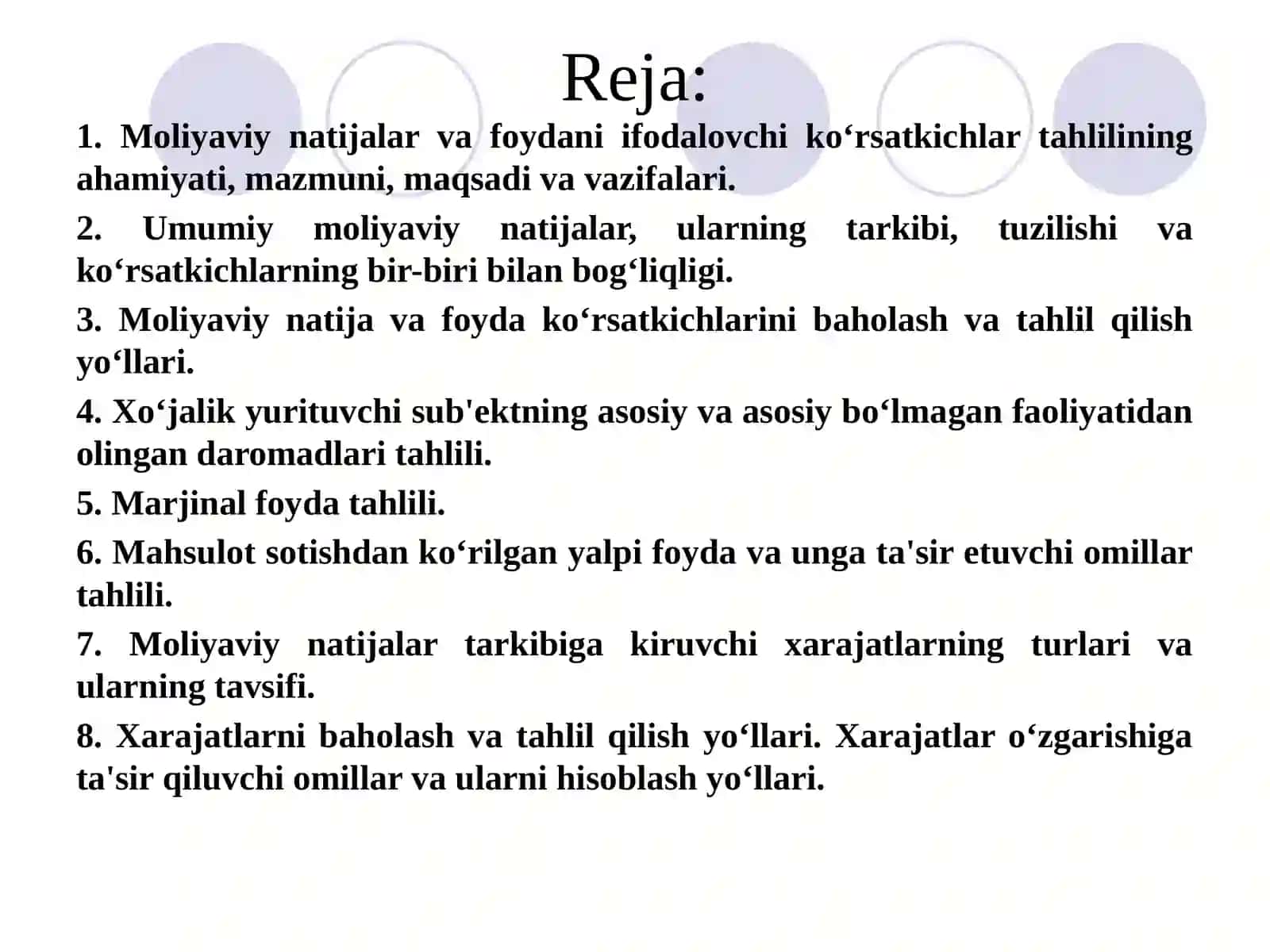 Moliyaviy natijalar va rentabellik tahlili 2