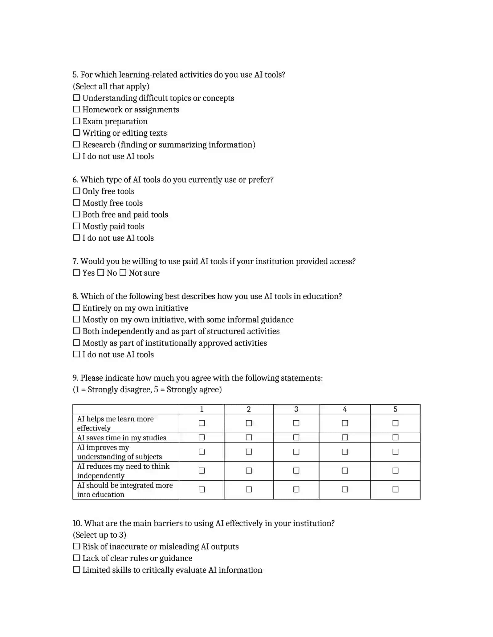 Survey on the Use of Artificial Intelligence Tools in Learning 2