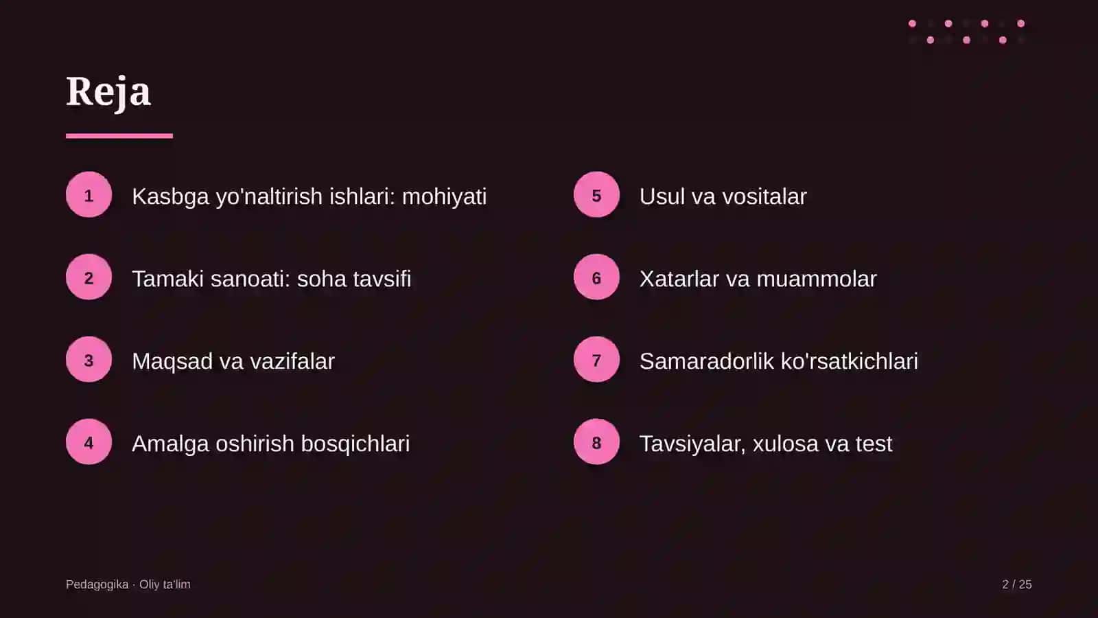 Tamaki sanoatida kasbga yo'naltirish ishlari 2